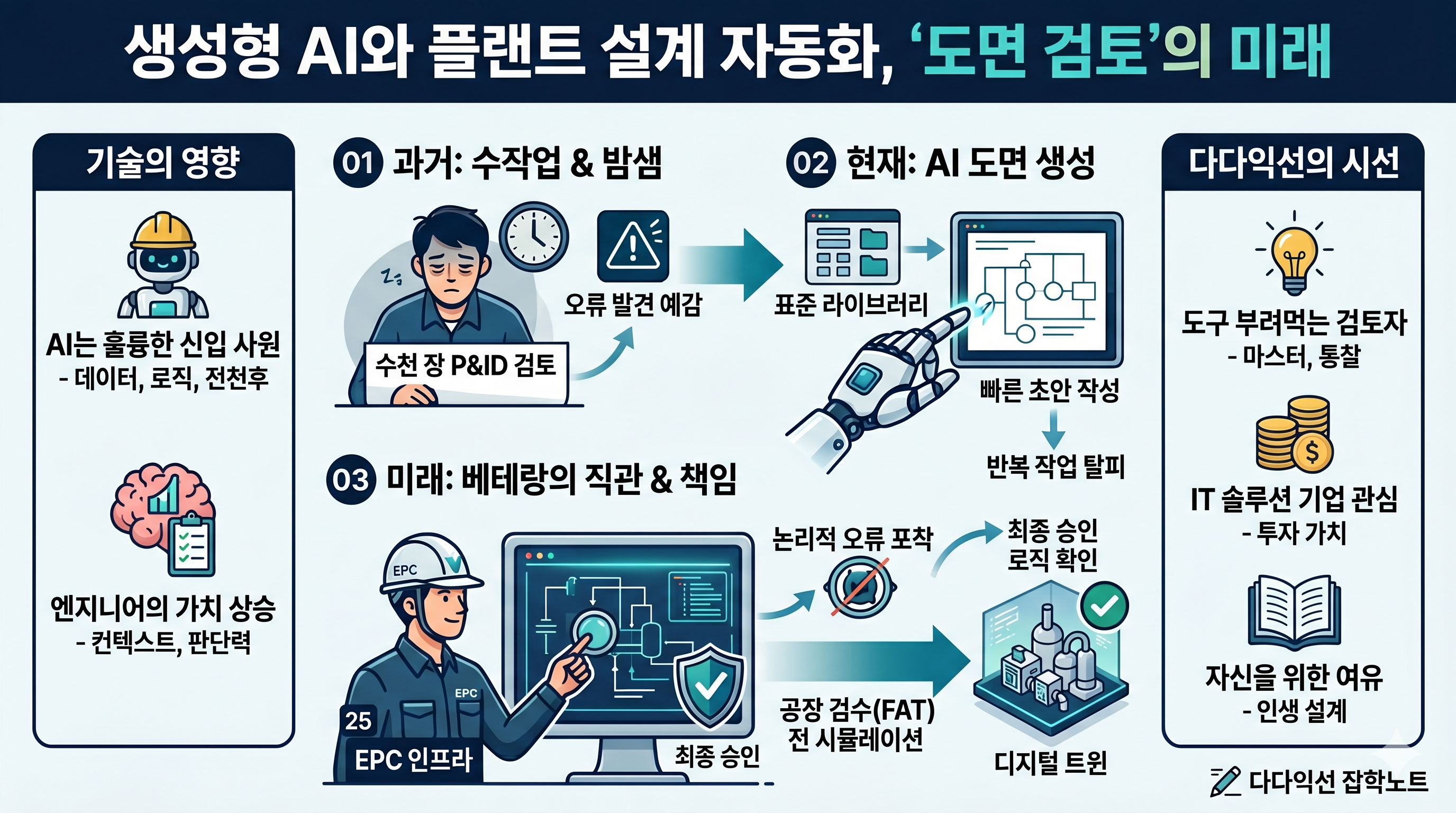 생성형 AI 와 플랜트 설계 자동화, 도면 검토의 미래 인포그래픽