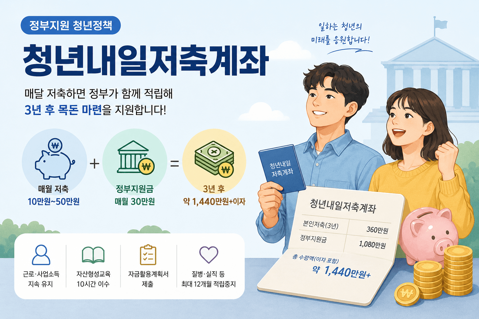 청년내일저축계좌 안내 인포그래픽 이미지