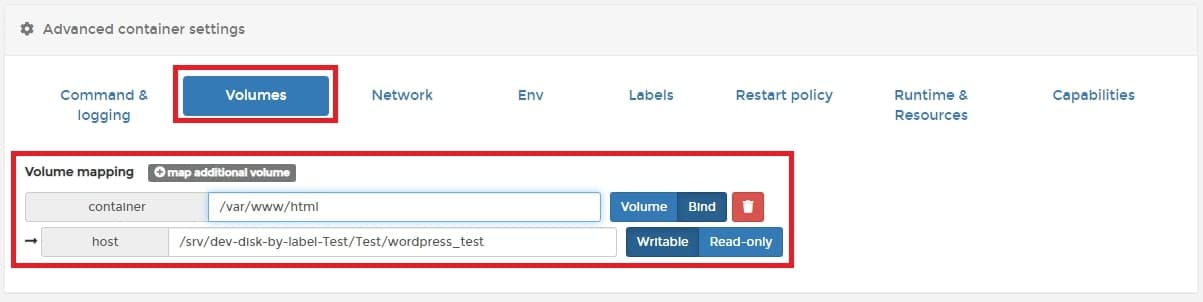컨테이너 볼륨 연결