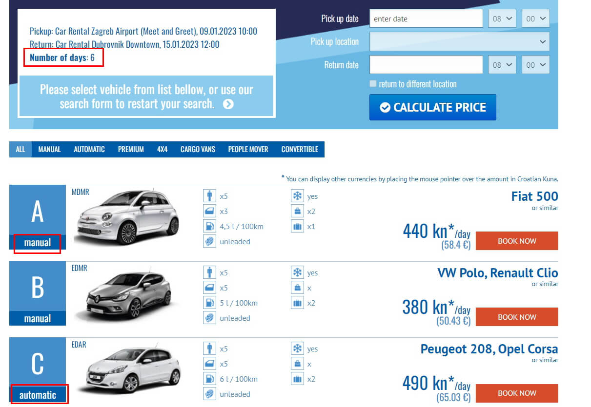 크로아티아 렌트카 여행 예약 방법 2