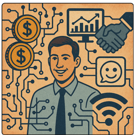 자산 아닌 관계의 화폐화 (데이터 경제, 감정노동, 디지털 자본주의) ai 기반 관련 이미지