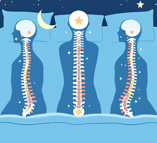 수면하는 동안 척추의 모양을 나타내는 이미지