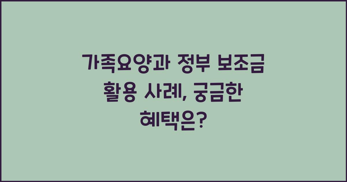 가족요양과 정부 보조금 활용 사례