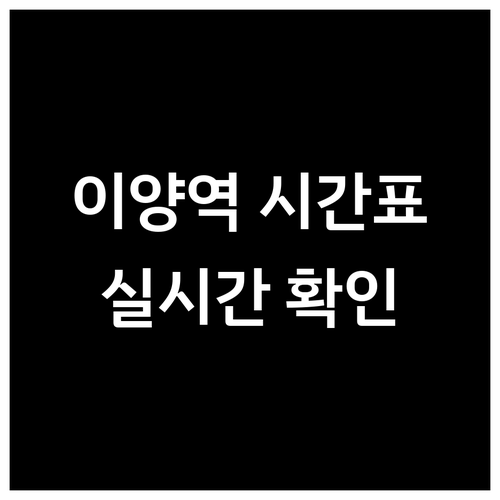 화순 이양역 기차 시간표와 실시간 운..