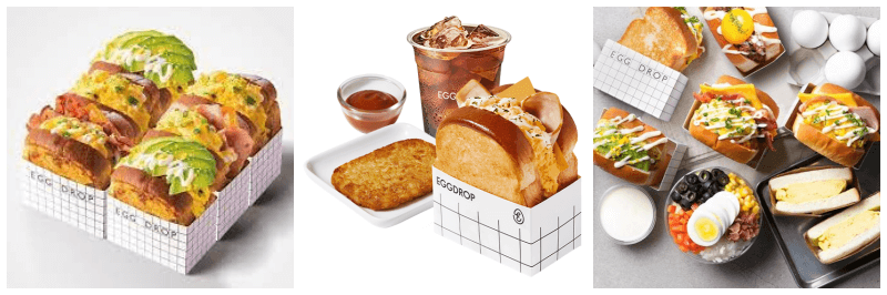 에그드랍 메뉴 사진 3개