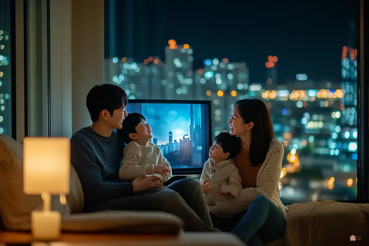 거실에서-드라마를-보고있는-한국인가족05