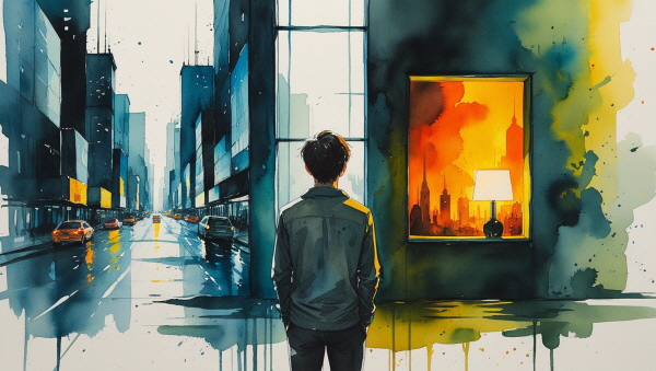 ENTP는 단조로운 일상보다 예측 불가능한 세계를 더 편하게 여깁니다. 하지만 그 이면에는 고요한 시간에 마주하게 될 ‘감정’과 ‘내면’이 두려운 심리가 자리합니다에 관한 그림