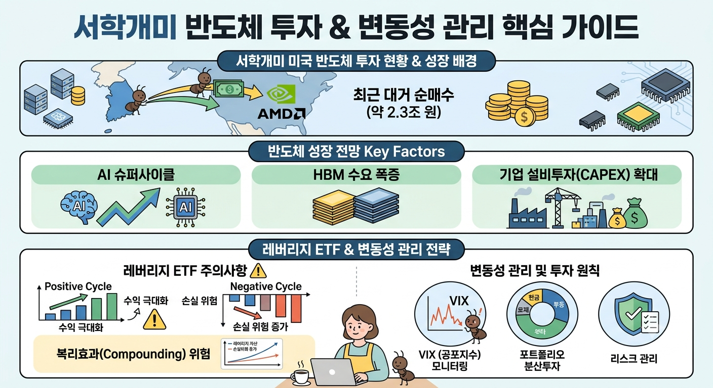 서학개미 반도체 (HBM, 레버리지, 변동성)