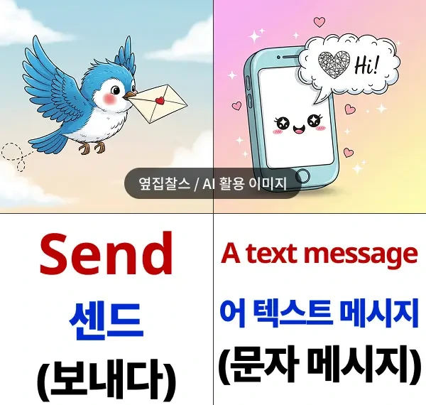 새가 편지를 물고 가는 모습, 휴대폰 메시지