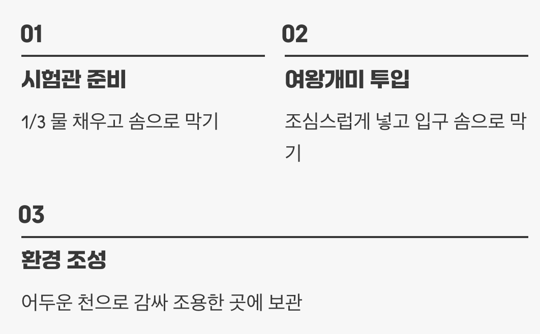 첫 번째 여왕의 방&amp;#44; 시험관 사육