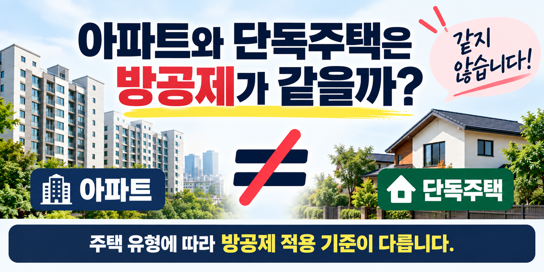 아파트와 단독주택 방공제 적용 기준 차이 이미지