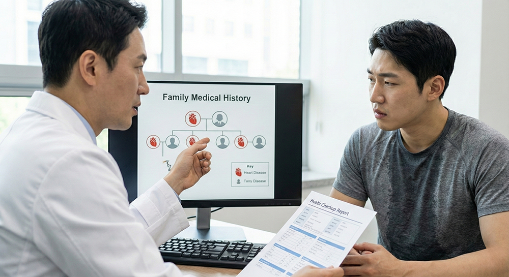 심근경색 가족력 상담, 심장질환 유전, 조기 심근경색 위험 요인, 심혈관 질환 검진, 가족력 확인