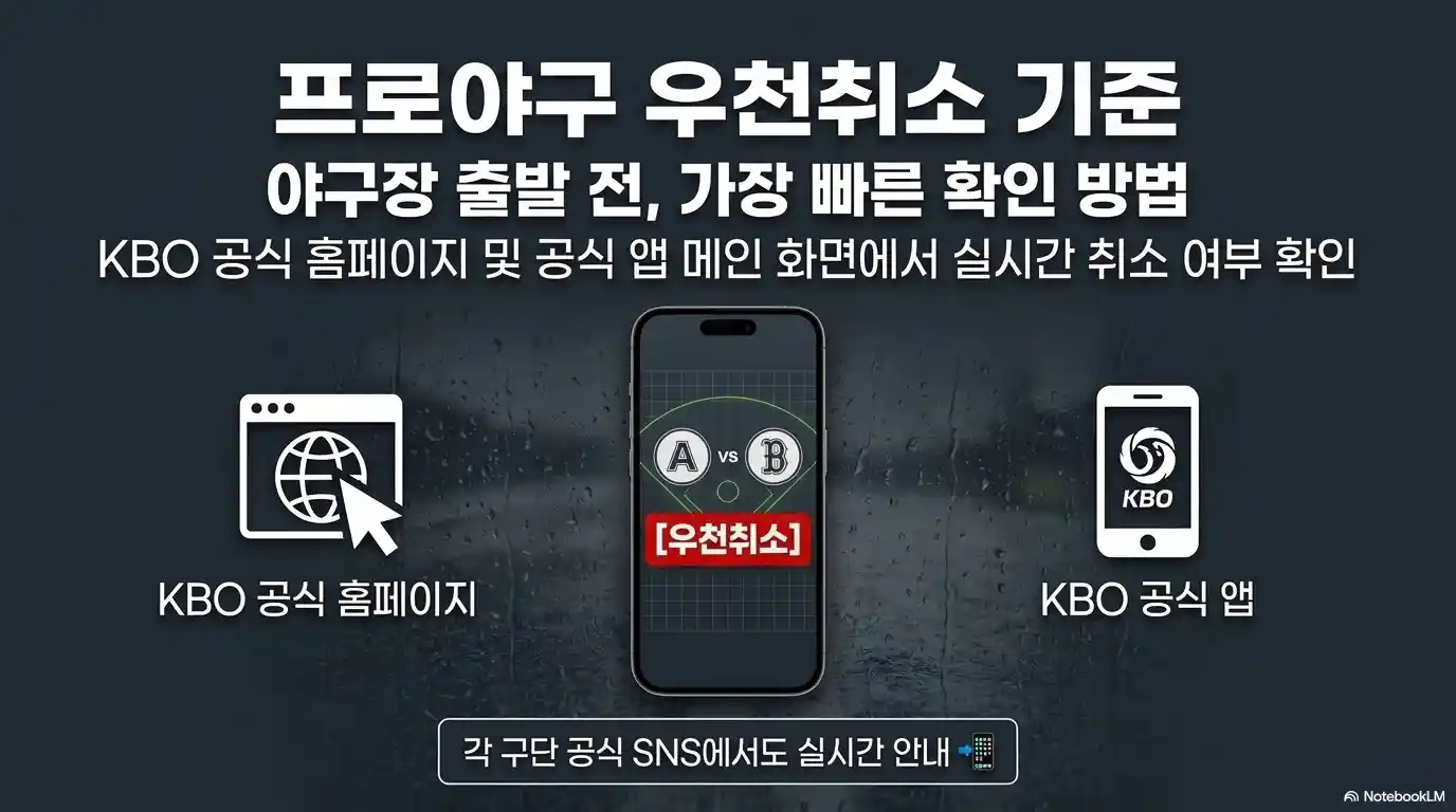 프로야구 우천 취소 확인하는 방법