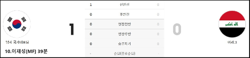 알트태그-한국 대 이라크 평가전 결과