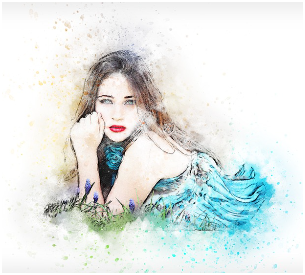 물감 느낌으로 그려진 여성 디지털 아트 일러스트, NFT로 발행 가능한 창작 예술작품