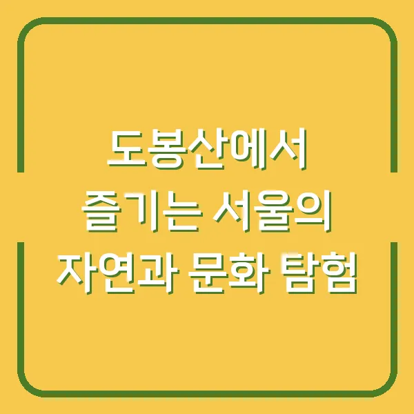 도봉산에서 즐기는 서울의 자연과 문화 탐험