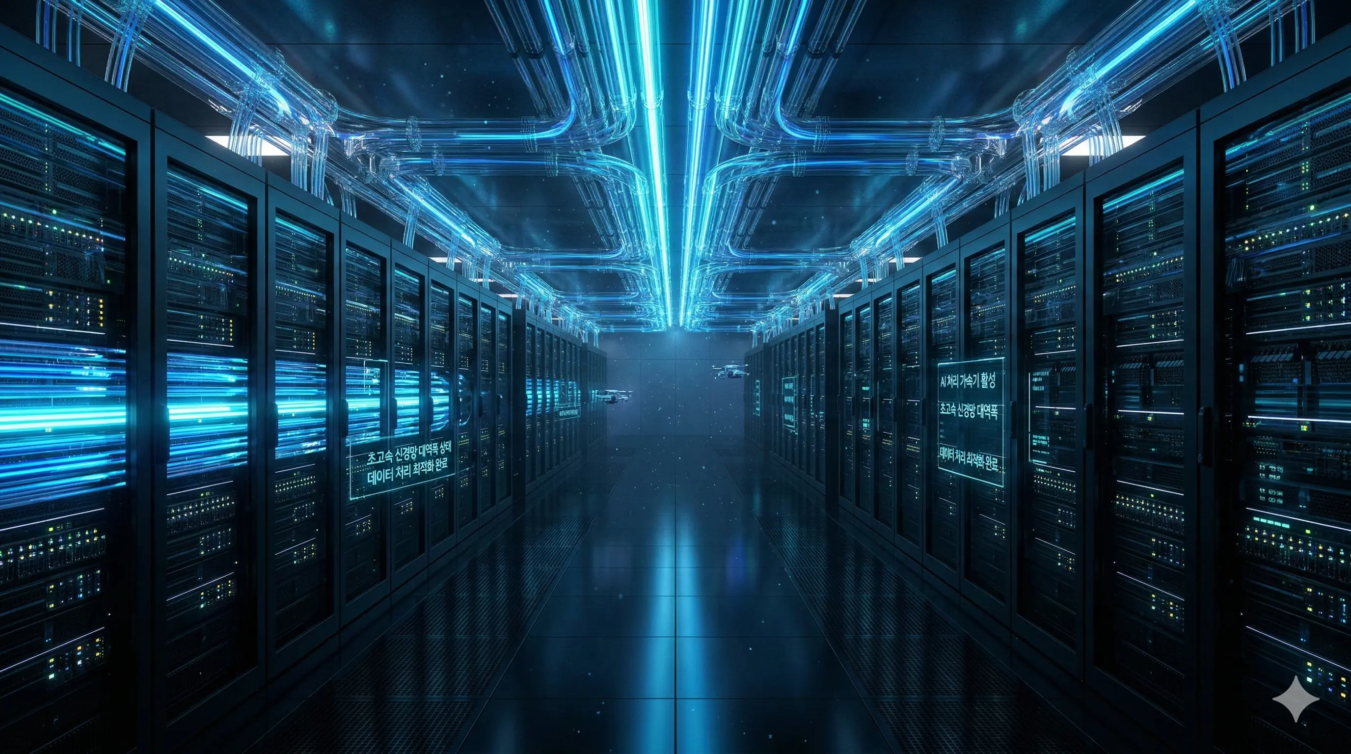 AI 데이터센터 내 반도체 서버 연결 모습