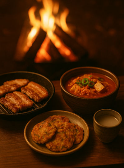 캠핑 음식 관련 사진