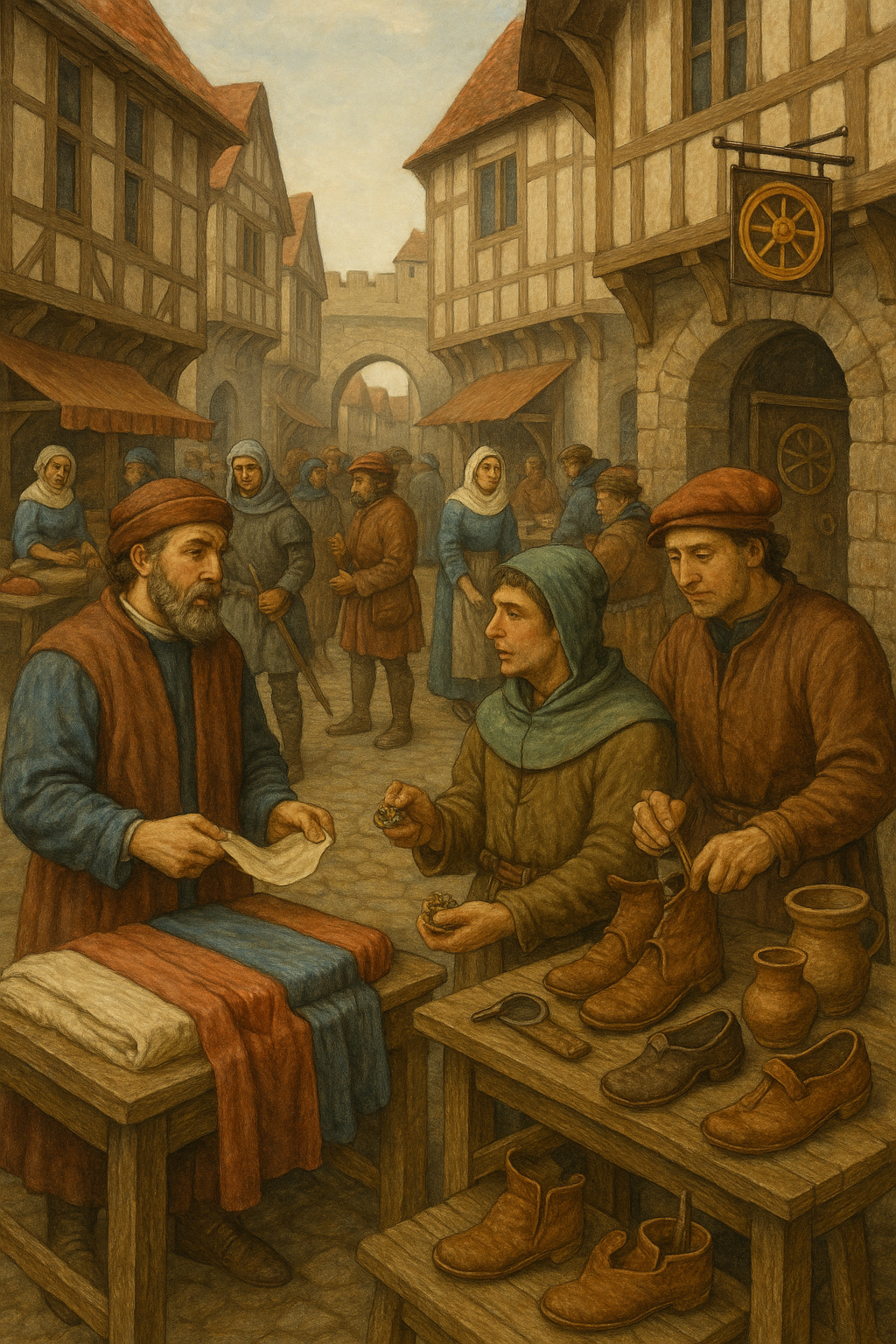 중세 도시 상인들의 물품 거래