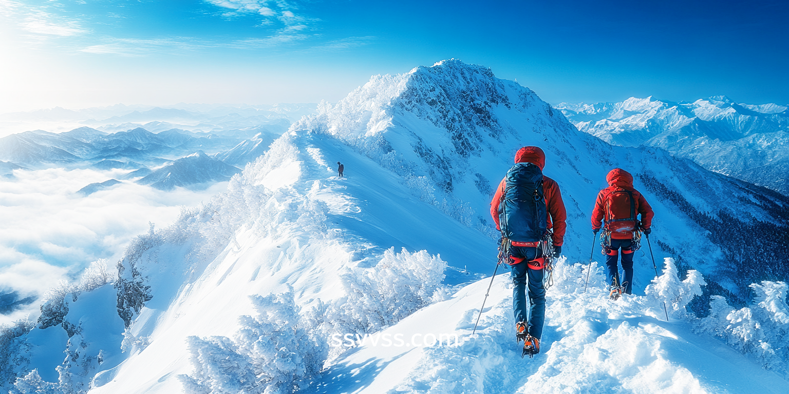 북한산에 겨울에 등산하는 모습