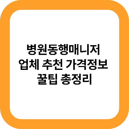 병원동행매니저 업체 추천 가격정보 꿀팁 총정리 메인사진