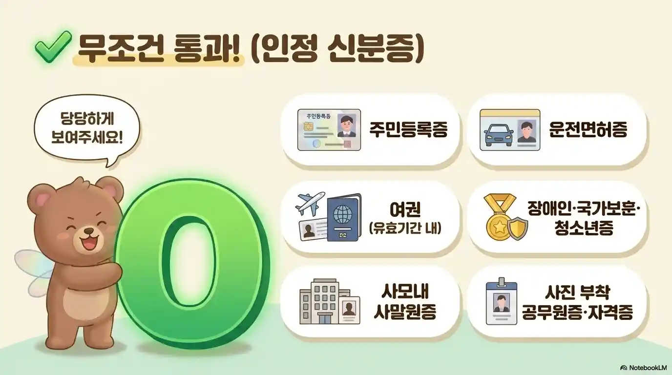 사전투표소 인정 신분증 종류 목록 - 주민등록증 운전면허증 여권 유효기간 내 청소년증 장애인 국가보훈등록증 공무원증 자격증