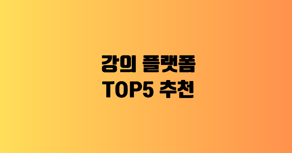 2025년 강의 플랫폼 TOP5 추천