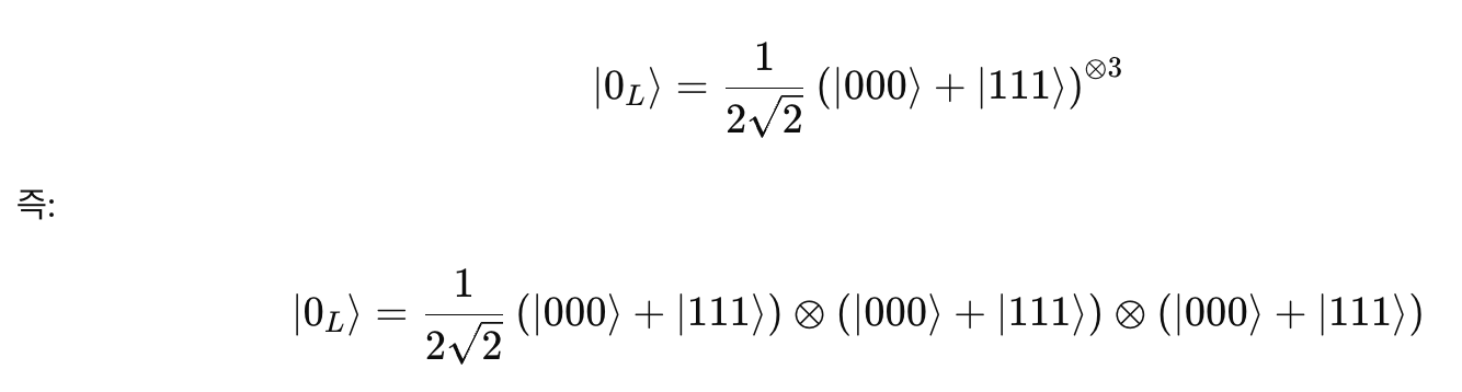 논리 큐비트 0_L 인코딩 형식