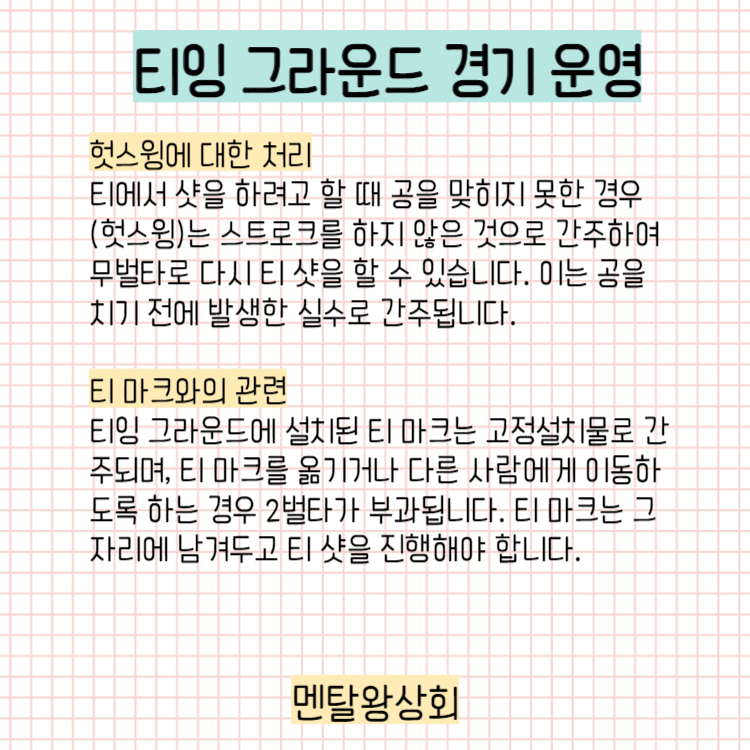파크골프 티잉 그라운드 경기 운영