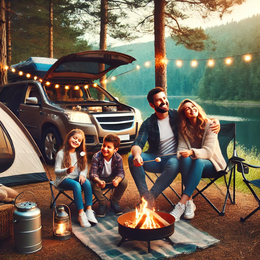 행복한 가족과 함께 차박 캠핑 사진