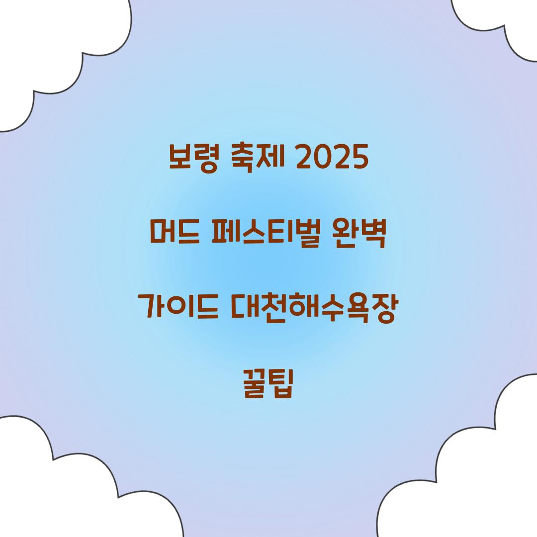 보령 축제 2025 머드 페스티벌