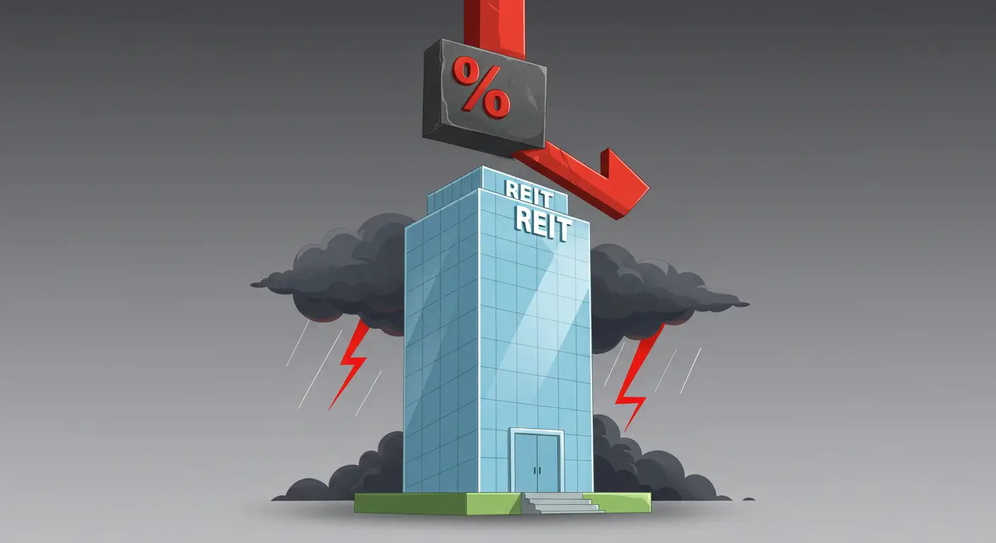 금리 인상과 경기 침체가 리츠 투자의 주요 위험 요소임을 나타내는 상징 이미지