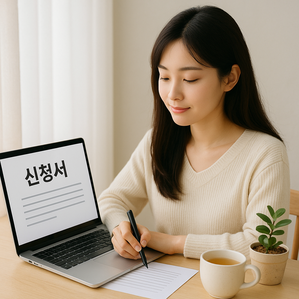 신청서 작성하는 모습