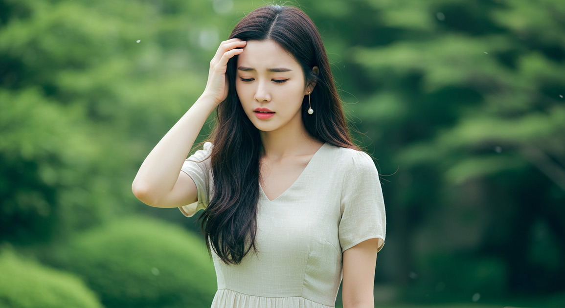 저혈압으로 어지러운 여성 이미지