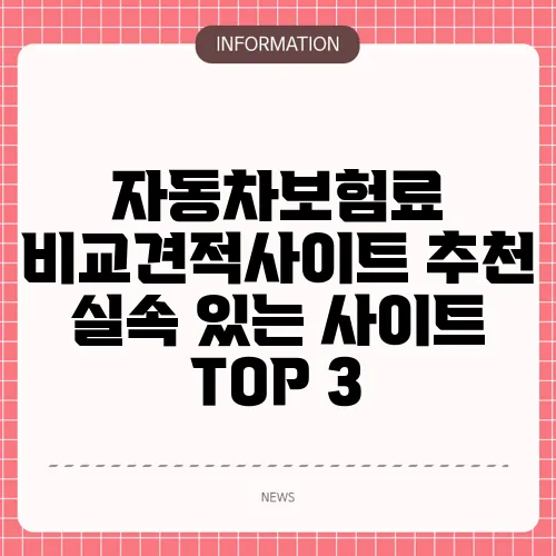 자동차보험료 비교견적사이트 추천 실속 있는 사이트 TOP 3