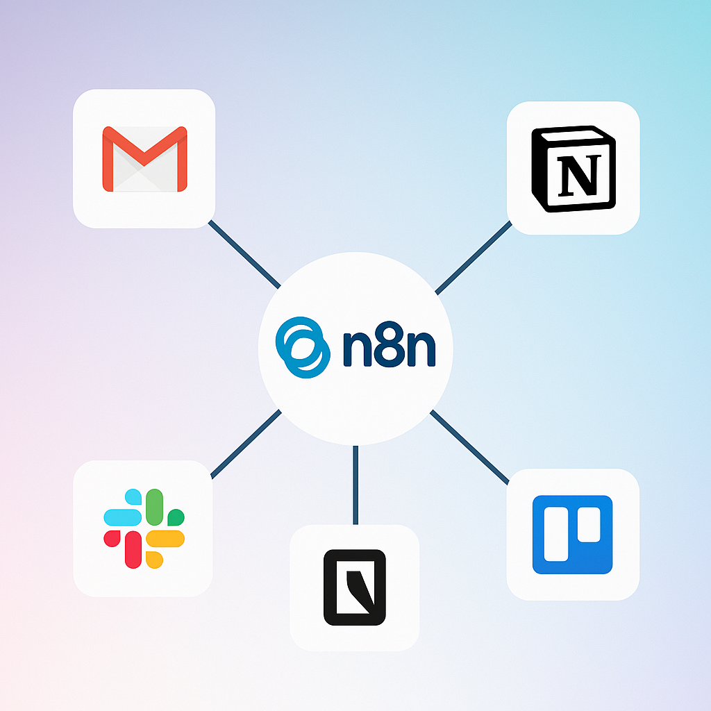 N8n을 중심으로 한 다양한 서비스 통합 연결 다이어그램