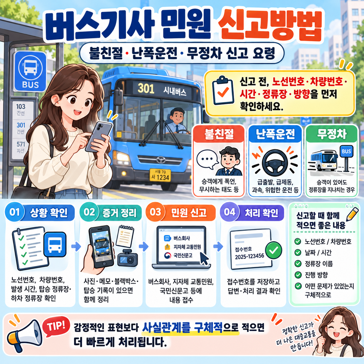버스기사 민원 신고방법｜불친절&middot;난폭운전&middot;무정차 신고 요령