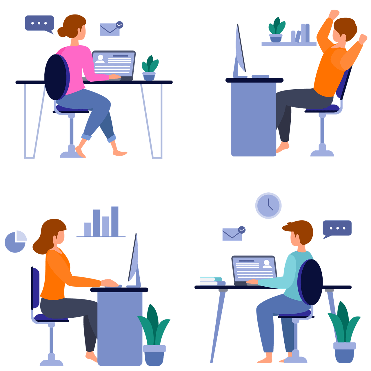 사무실에서 근무하는 사람들의 가구 이미지