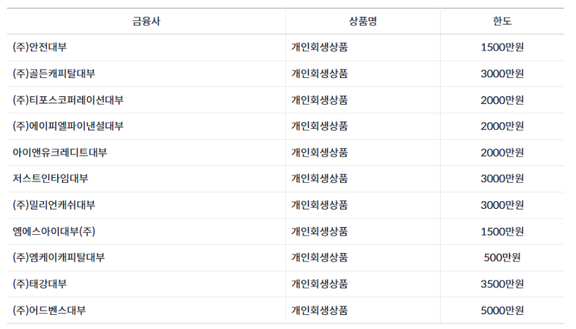 대출 금융기관