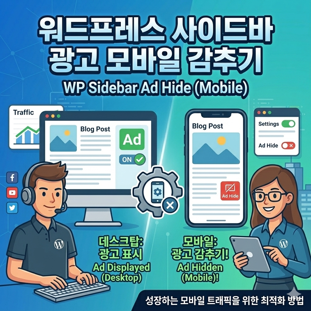 워드프레스 사이드바 위젯 광고 모바일 감추는 방법