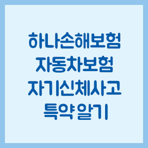 하나손해보험 자동차보험 자기신체사고 특약 알기