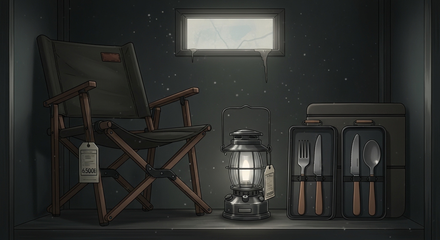 창고 한구석에 먼지 쌓인 비싼 캠핑 장비들