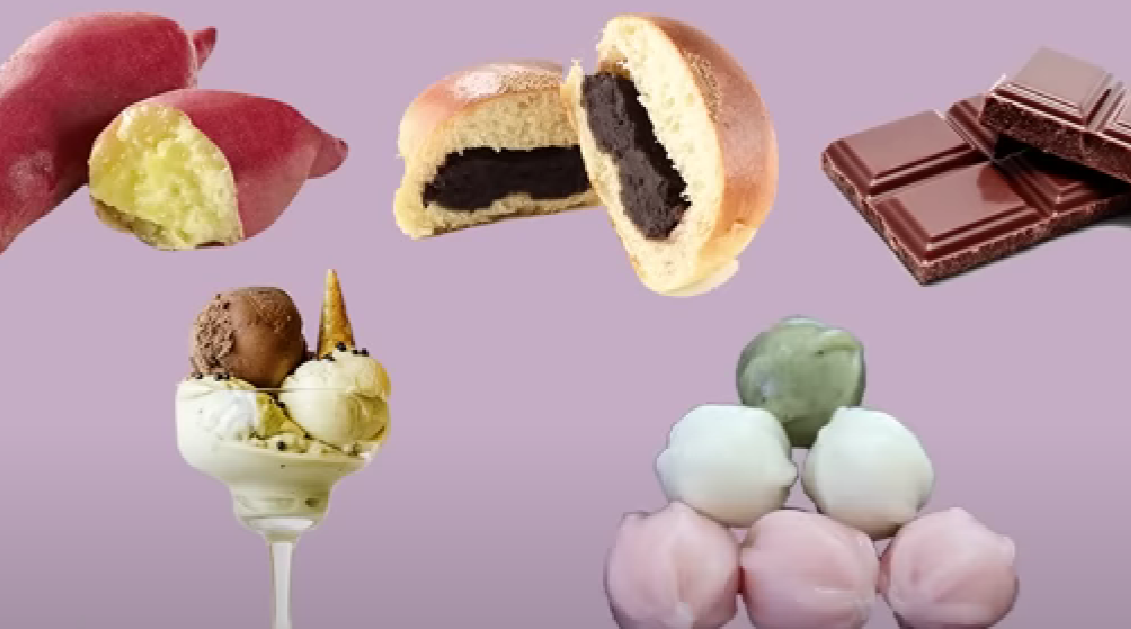 찐고구마, 팥앙금, 초콜릿, 아이스크림, 떡 이미지