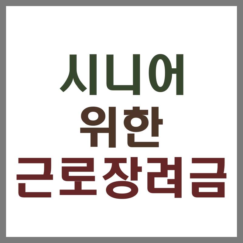 시니어를 위한 근로장려금