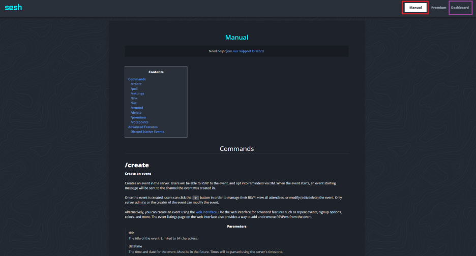 Sesh 웹 대시보드 관리 화면