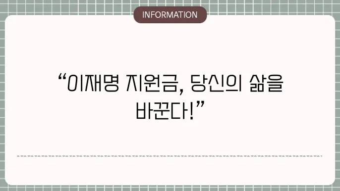 이재명 민생지원금: 정책과 지원 내용