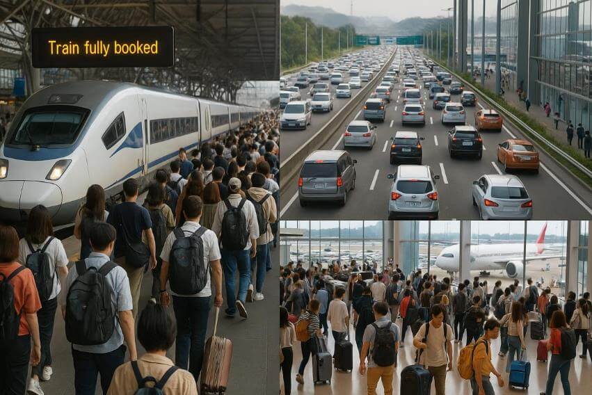 KTX, 고속도로 정체, 번잡한 공항의 추석 연휴 귀성길 모습