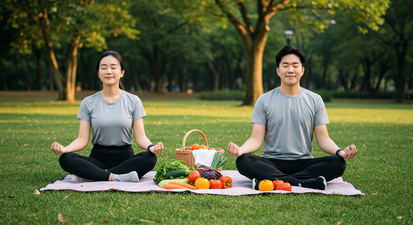 운동, 수면, 스트레스 관리 활동 모습