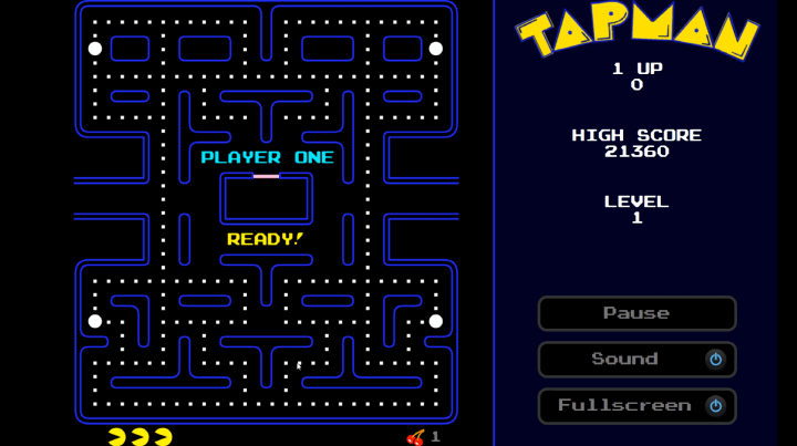 팩맨-게임하기-시작-화면