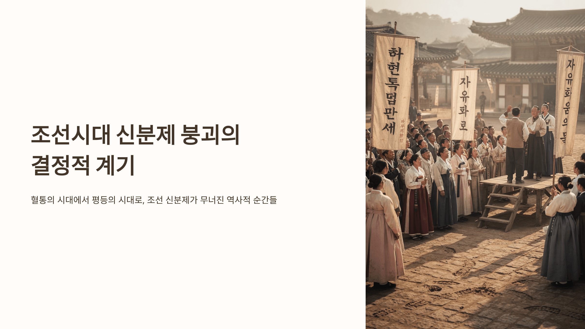 조선시대 신분제 붕괴와 관련된 사진입니다.